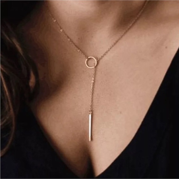 Jewelry - Gold Filled Circle Bar Lariat Necklace